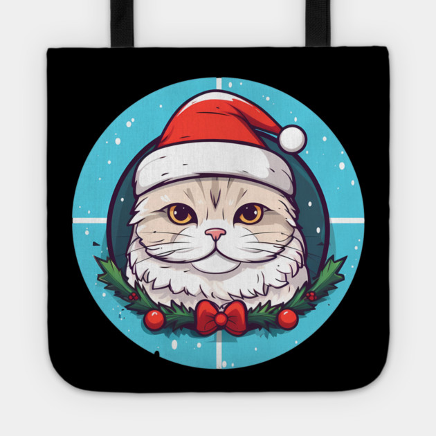 Scottish Fold Cat Xmas, Love Cats Tote by logiamerch