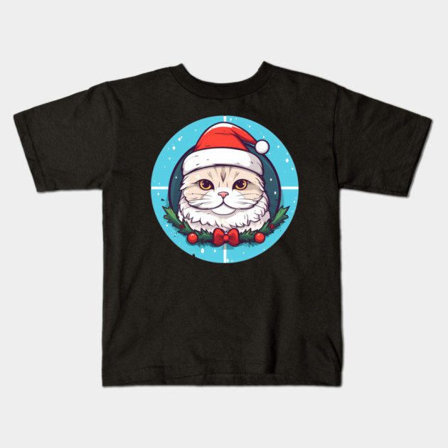Scottish Fold Cat Xmas, Love Cats Kids T-Shirt by logiamerch