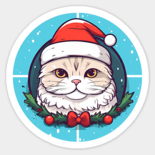 Scottish Fold Cat Xmas, Love Cats Sticker