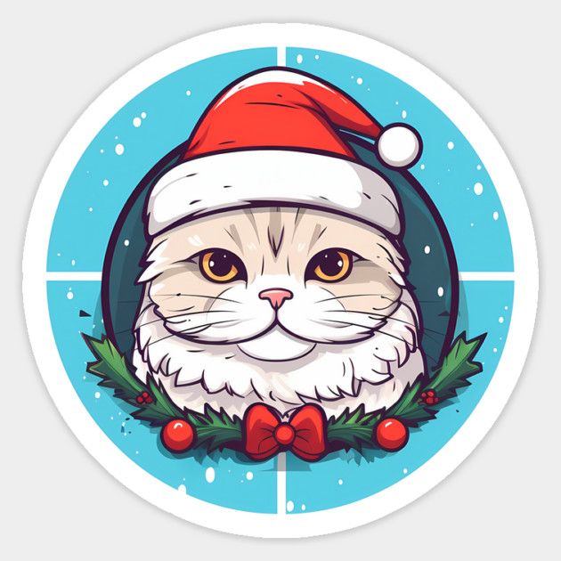 Scottish Fold Cat Xmas, Love Cats Sticker by logiamerch