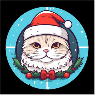 Scottish Fold Cat Xmas, Love Cats Posters and Art