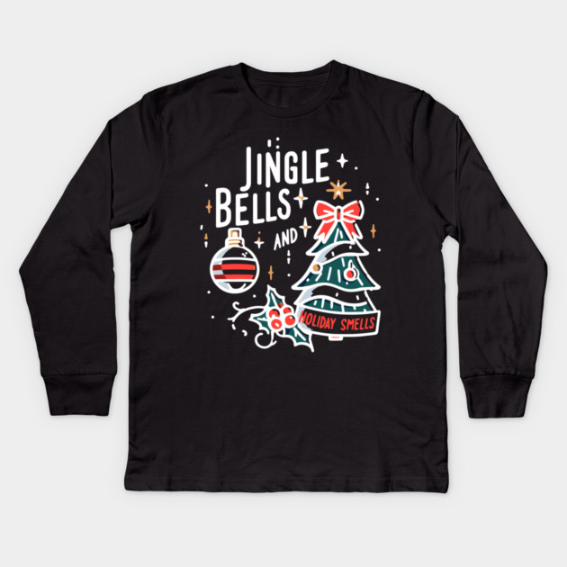 Jingle Bells and Holiday Smells Kids Long Sleeve T-Shirt by Frank Ring
