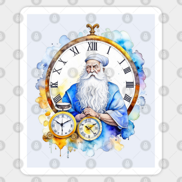 Watercolor New Years Father Time Sticker by HolidayBug