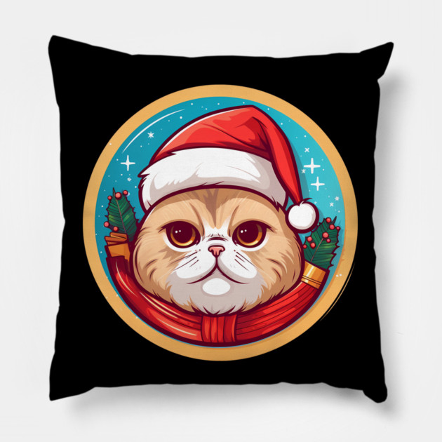 Scottish Fold Cat Xmas, Love Cats Pillow by logiamerch