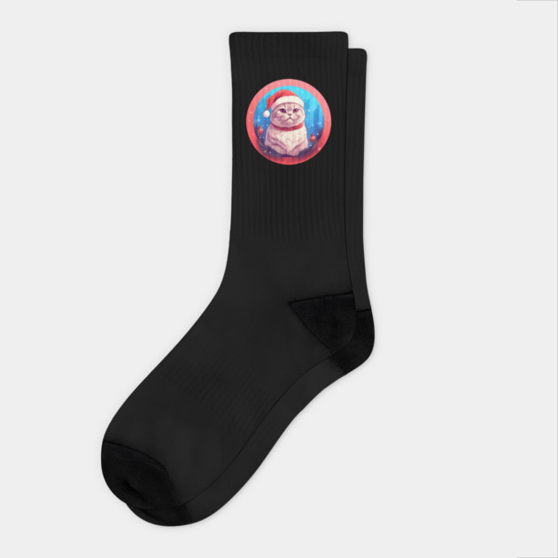 Scottish Fold Cat Xmas, Love Cats Socks by logiamerch