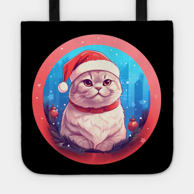 Scottish Fold Cat Xmas, Love Cats Tote by logiamerch