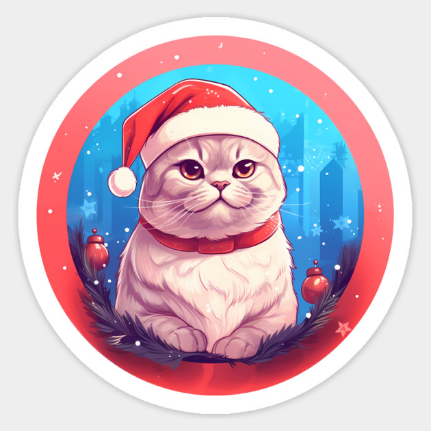 Scottish Fold Cat Xmas, Love Cats Sticker by logiamerch