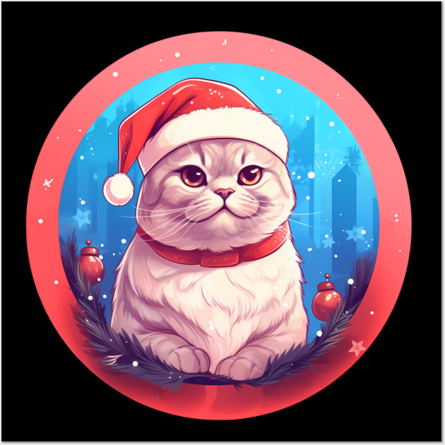 Scottish Fold Cat Xmas, Love Cats Wall Art by logiamerch