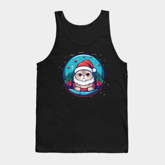 Scottish Fold Cat Xmas, Love Cats Tank Top by logiamerch