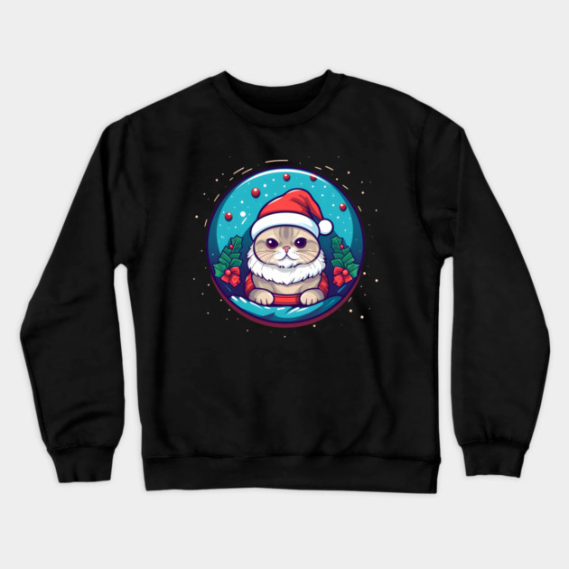 Scottish Fold Cat Xmas, Love Cats Crewneck Sweatshirt by logiamerch