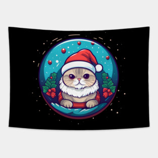 Scottish Fold Cat Xmas, Love Cats Tapestry