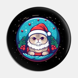Scottish Fold Cat Xmas, Love Cats Pin