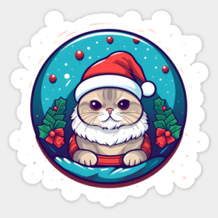 Scottish Fold Cat Xmas, Love Cats Sticker