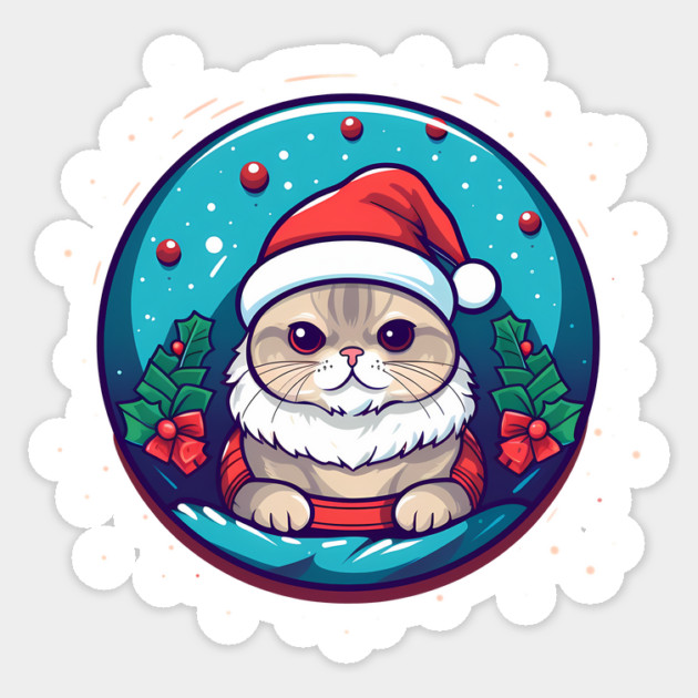 Scottish Fold Cat Xmas, Love Cats Sticker by logiamerch