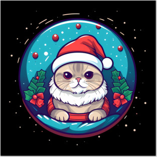 Scottish Fold Cat Xmas, Love Cats Posters and Art