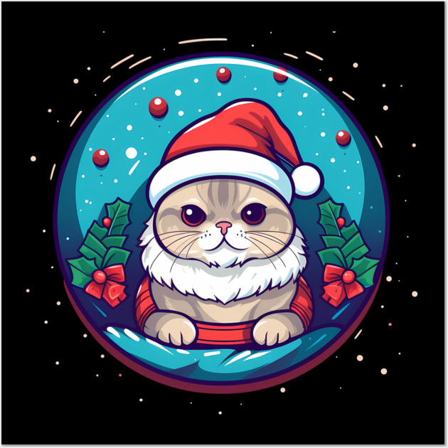 Scottish Fold Cat Xmas, Love Cats Wall Art by logiamerch