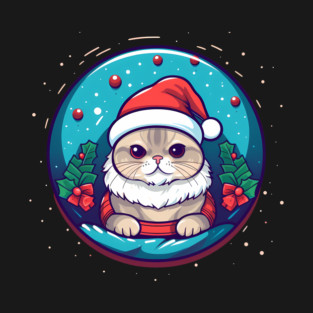Scottish Fold Cat Xmas, Love Cats T-Shirt