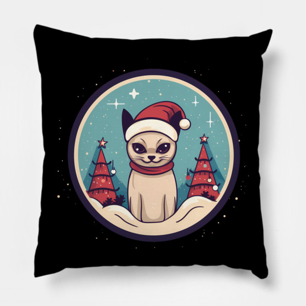 Siamese Cat Xmas, Love Cats Pillow by logiamerch