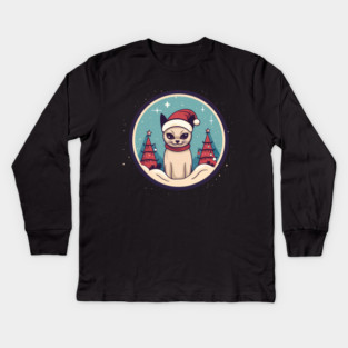Siamese Cat Xmas, Love Cats Kids Long Sleeve T-Shirt