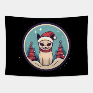 Siamese Cat Xmas, Love Cats Tapestry
