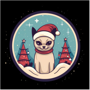 Siamese Cat Xmas, Love Cats Posters and Art