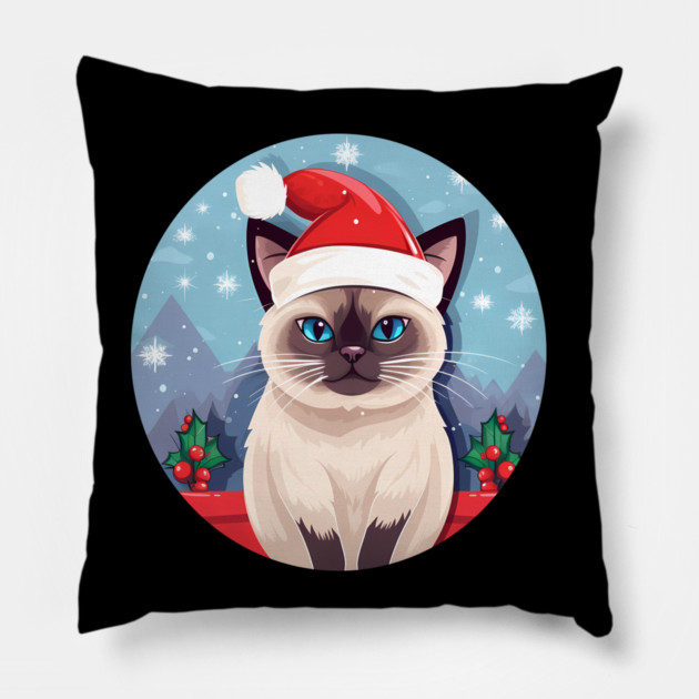 Siamese Cat Xmas, Love Cats Pillow by logiamerch