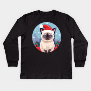 Siamese Cat Xmas, Love Cats Kids Long Sleeve T-Shirt