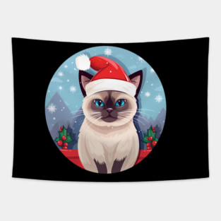 Siamese Cat Xmas, Love Cats Tapestry