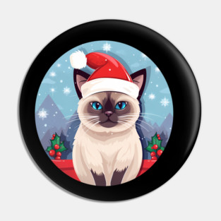 Siamese Cat Xmas, Love Cats Pin