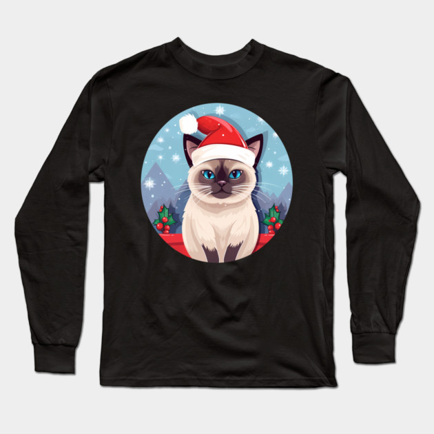 Siamese Cat Xmas, Love Cats Long Sleeve T-Shirt by logiamerch