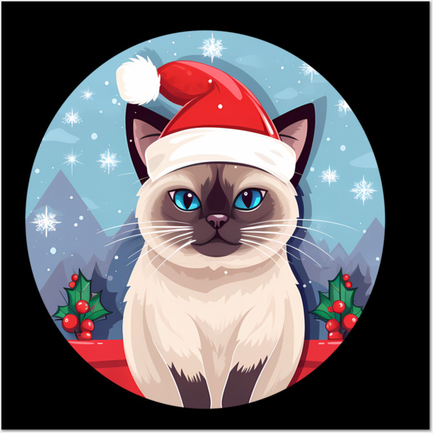 Siamese Cat Xmas, Love Cats Wall Art by logiamerch