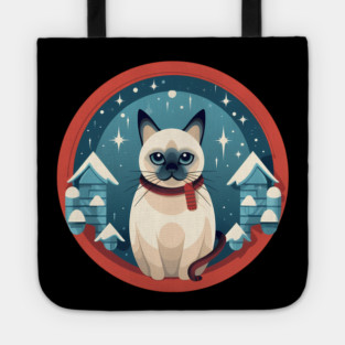 Siamese Cat Xmas, Love Cats Tote