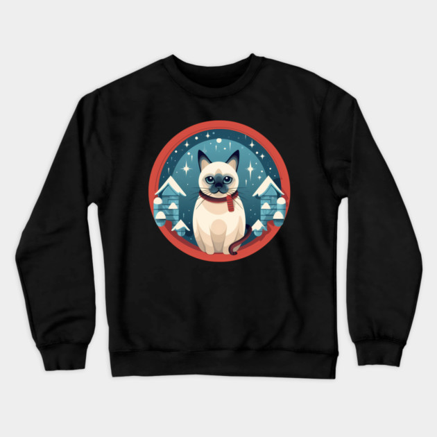 Siamese Cat Xmas, Love Cats Crewneck Sweatshirt by logiamerch