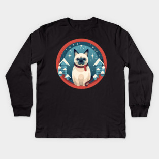 Siamese Cat Xmas, Love Cats Kids Long Sleeve T-Shirt