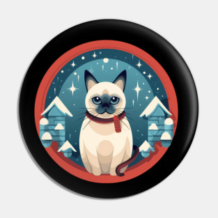 Siamese Cat Xmas, Love Cats Pin