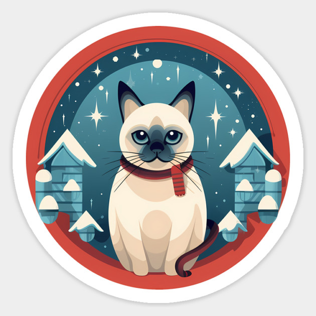 Siamese Cat Xmas, Love Cats Sticker by logiamerch