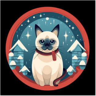 Siamese Cat Xmas, Love Cats Posters and Art