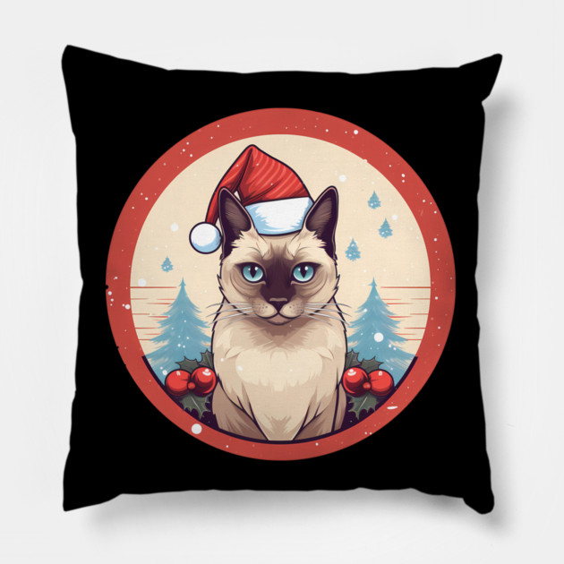 Siamese Cat Xmas, Love Cats Pillow by logiamerch