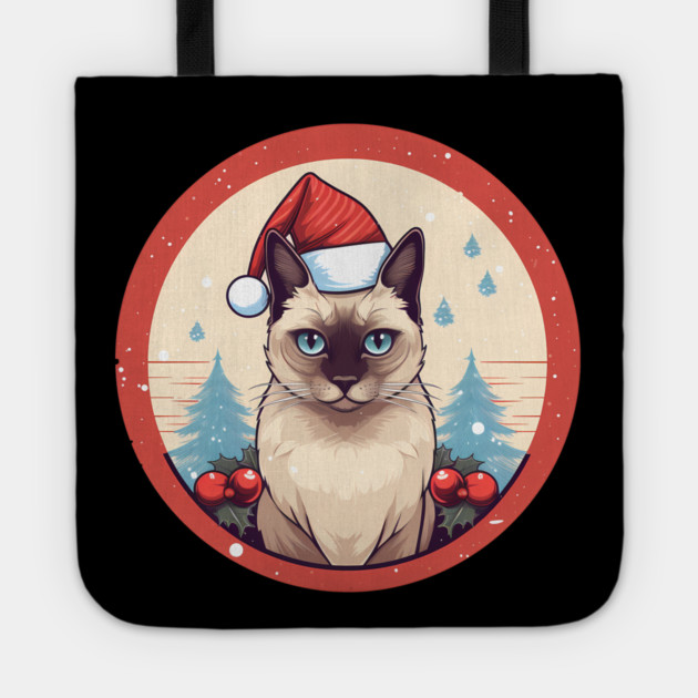 Siamese Cat Xmas, Love Cats Tote by logiamerch