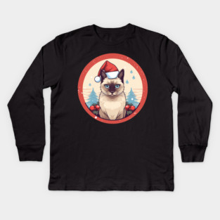 Siamese Cat Xmas, Love Cats Kids Long Sleeve T-Shirt