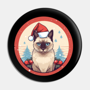 Siamese Cat Xmas, Love Cats Pin