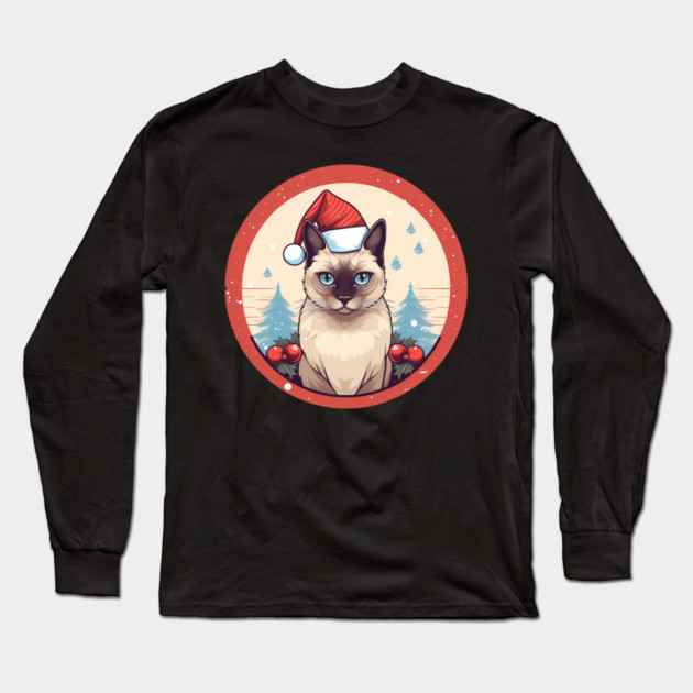 Siamese Cat Xmas, Love Cats Long Sleeve T-Shirt by logiamerch