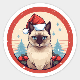 Siamese Cat Xmas, Love Cats Sticker