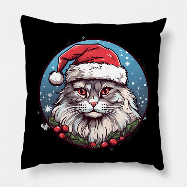 Siberian Cat Xmas, Love Cats Pillow by logiamerch