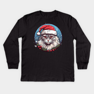 Siberian Cat Xmas, Love Cats Kids Long Sleeve T-Shirt