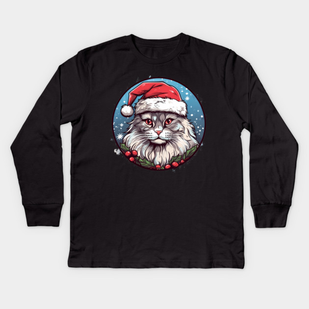 Siberian Cat Xmas, Love Cats Kids Long Sleeve T-Shirt by logiamerch