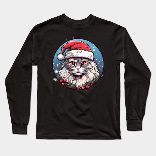 Siberian Cat Xmas, Love Cats Long Sleeve T-Shirt by logiamerch