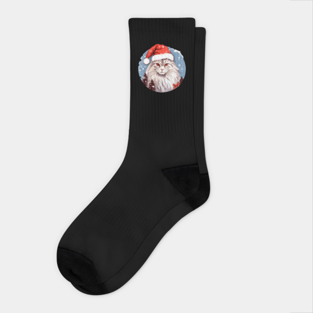 Siberian Cat Xmas, Love Cats Socks by logiamerch