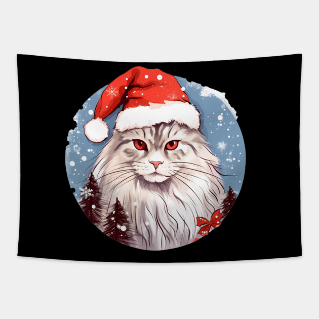 Siberian Cat Xmas, Love Cats Tapestry by logiamerch