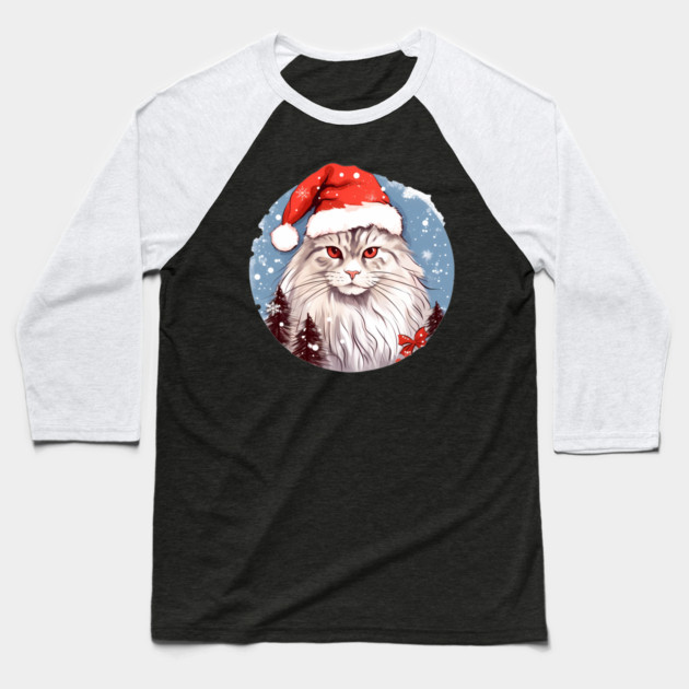 Siberian Cat Xmas, Love Cats Baseball T-Shirt by logiamerch